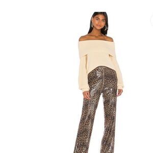 LPA Logan High Waisted Wide Leg Leopard Print Pant Size Small NWT